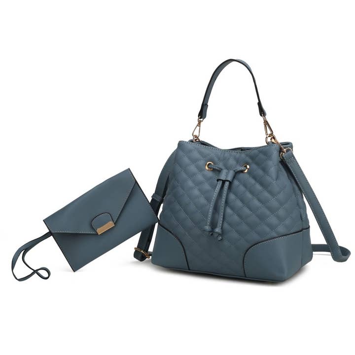 MKF Collection - Wholesale Top Handle Bag - Women's - Wendy Women's Hobo Bucket Bag with Wristlet by Mia K