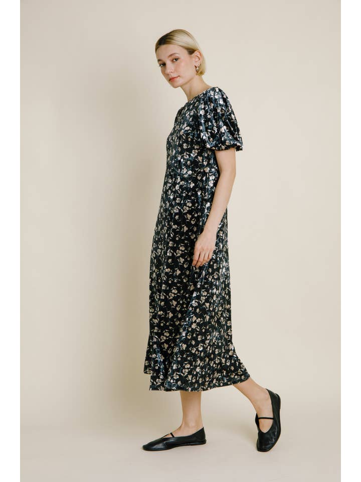 Aureum - Wholesale Dress - Women's - AD1754 - VELVET MIDI DRESS W/ CORDING1