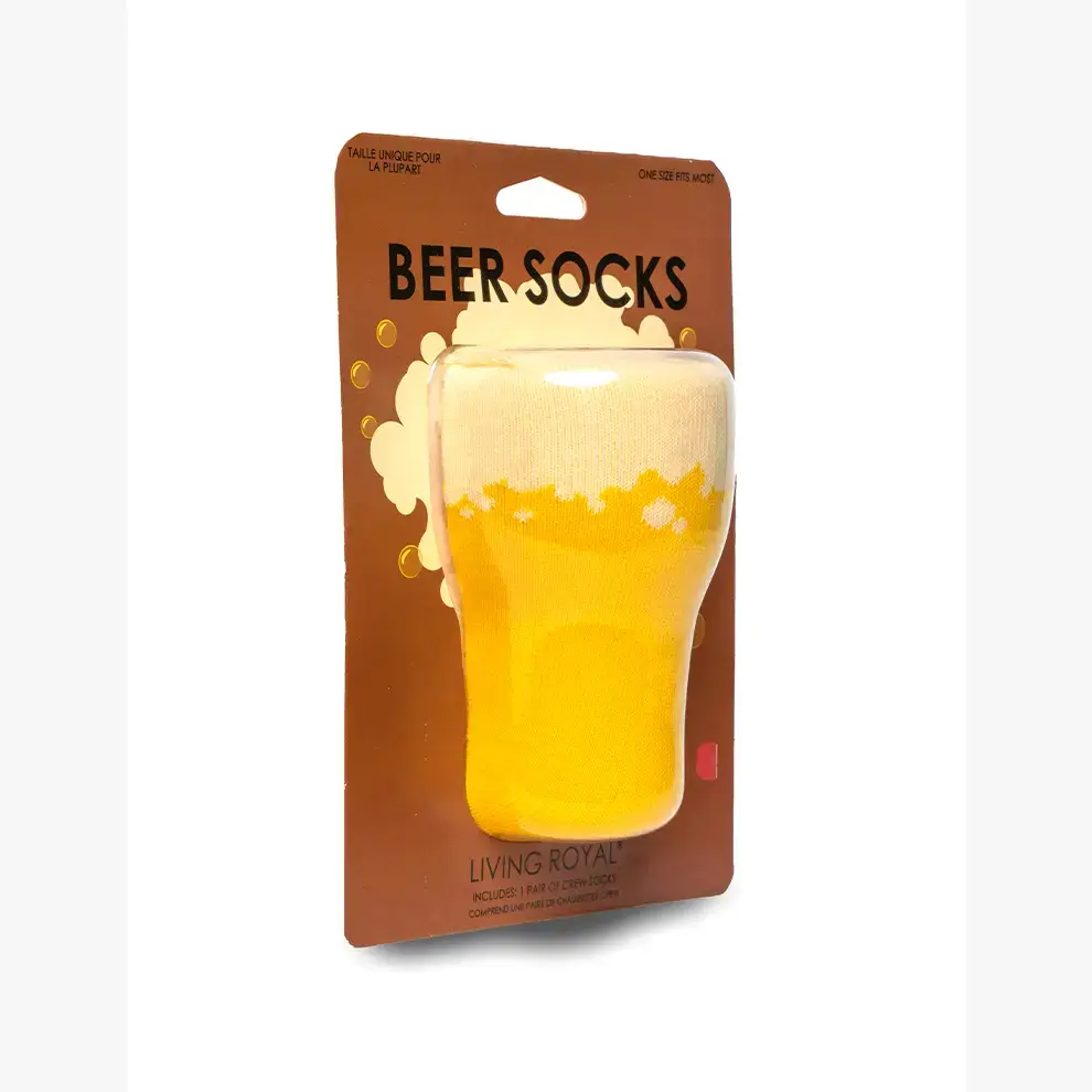 Living Royal - Wholesale Socks - Unisex - 3D Packaged Crew Socks - Beer Glass - Yellow1