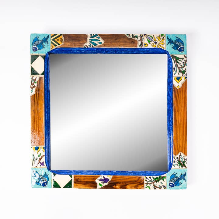 Maison Annabi – wholesale Väggspegel – Kvadratisk Spegel av Marin Glans - H 50 cm L 50 cm