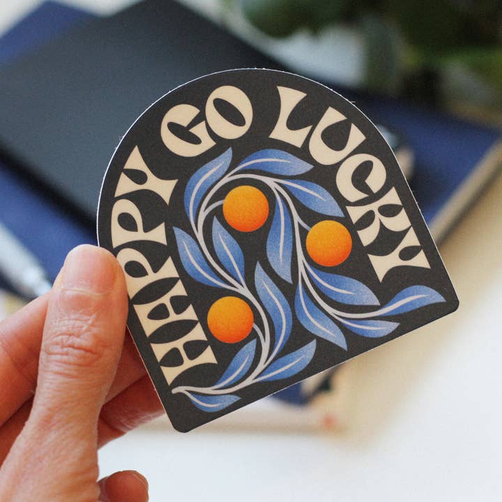 Julie Solvstrom Illustration - Wholesale Sticker - Happy Go Lucky Vinyl Sticker Matte Waterproof Quote Positive3