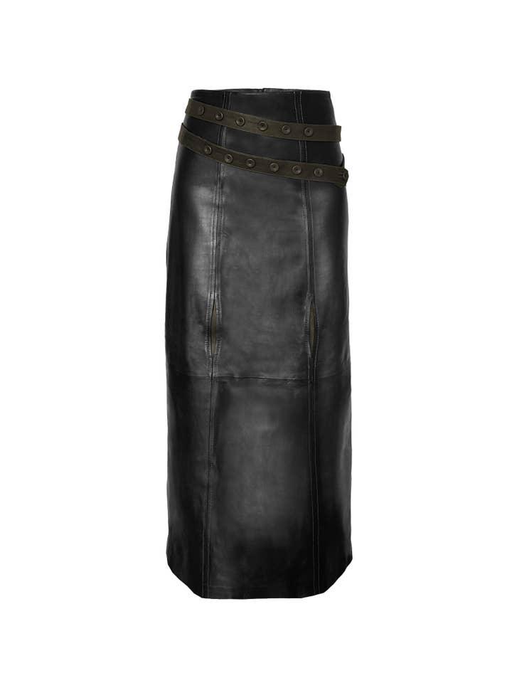 Maxi Genuine Leather Skirt for wholesale by Basakla