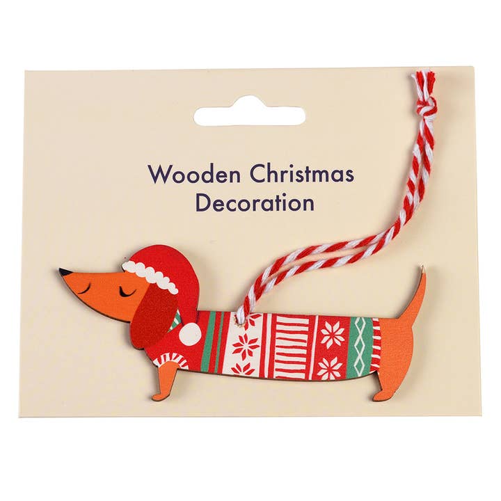 Wooden hanging Christmas decoration - Sausage dog for wholesale by Rex B2B - Europe