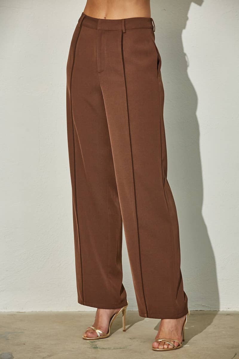 Edit by Nine - Wholesale Pants - Women's - High Waisted Piping Seams Front Dress Pants1