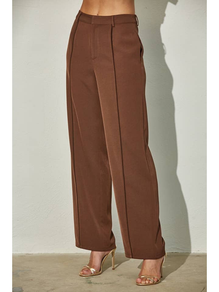 Edit by Nine - Wholesale Pants - Women's - High Waisted Piping Seams Front Dress Pants1