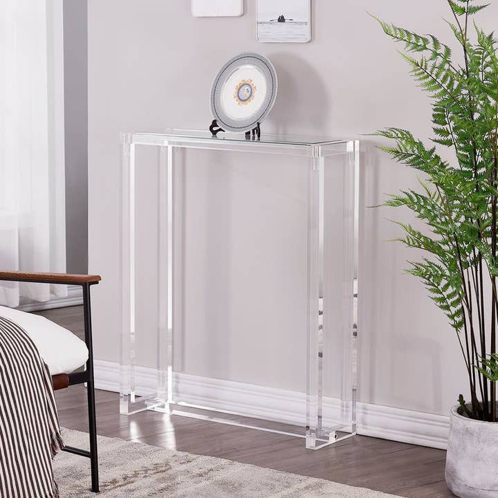 Clear Lucite Minimalist Console Table – Acrylic Frame for wholesale by Module Interior