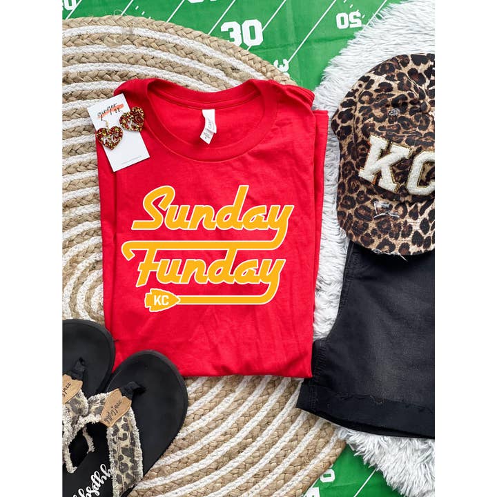 Sunday Funday on Red Tee for wholesale by The Red Rival Wholesale