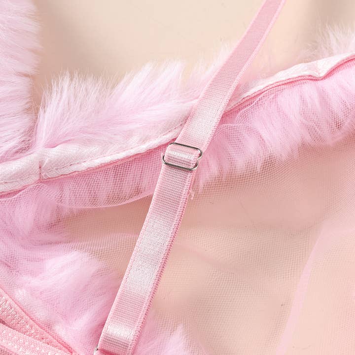 Tourtiwi - Wholesale Lingerie Set – women's - Valentine's Day Mesh Plush Lace Splicing Sling Dress13