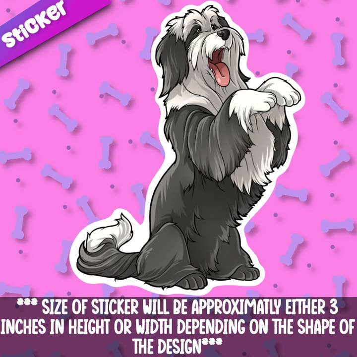 Skægget Collie klistermærke for engroshandel hos Mega Kawaii Cuties