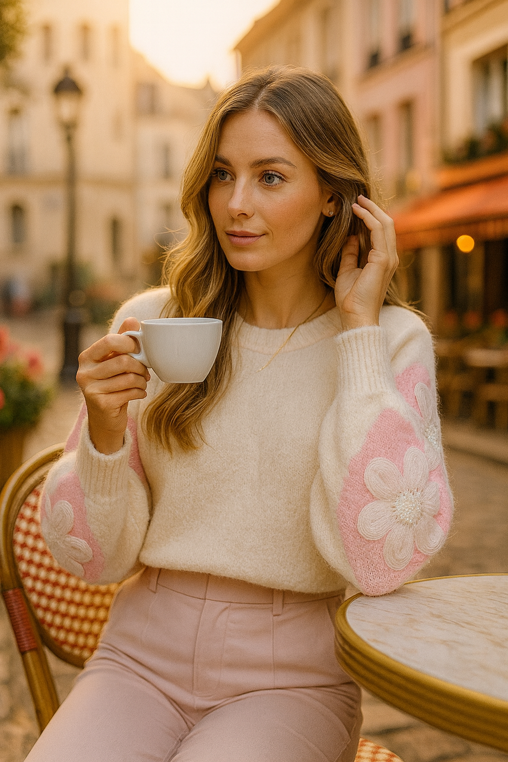 Yellow Daisy Crystal Pearl Embellished Knit for wholesale on Faire1
