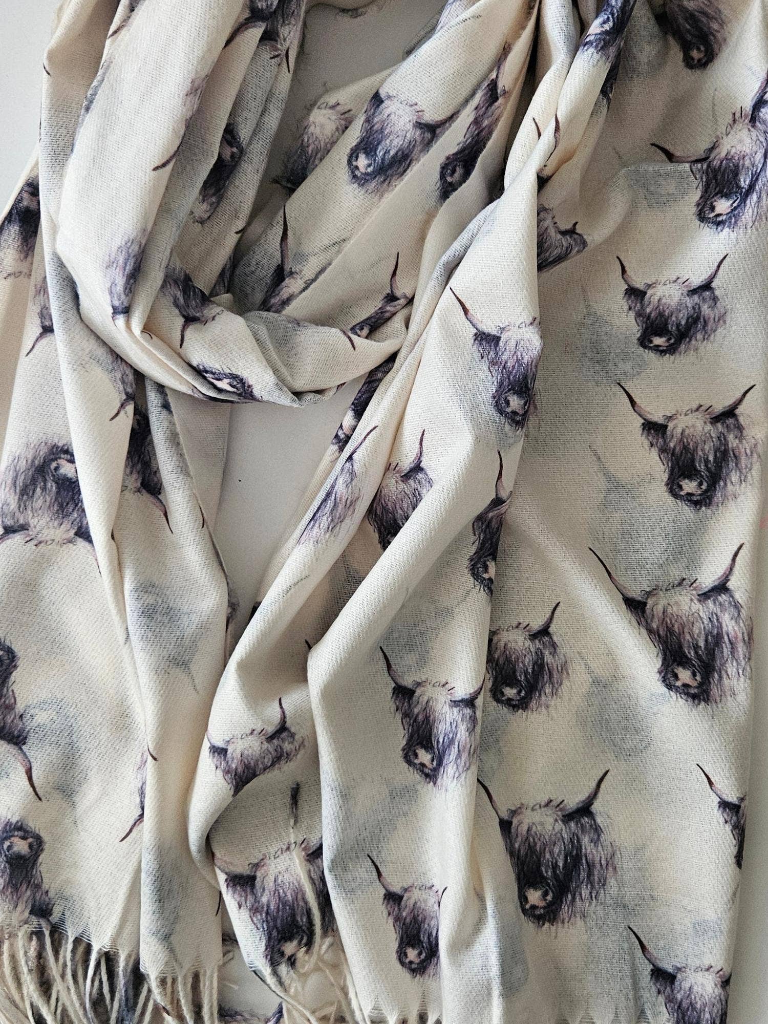 Shimena - Wholesale Scarf - Women's - Highland Cow Pashmina9