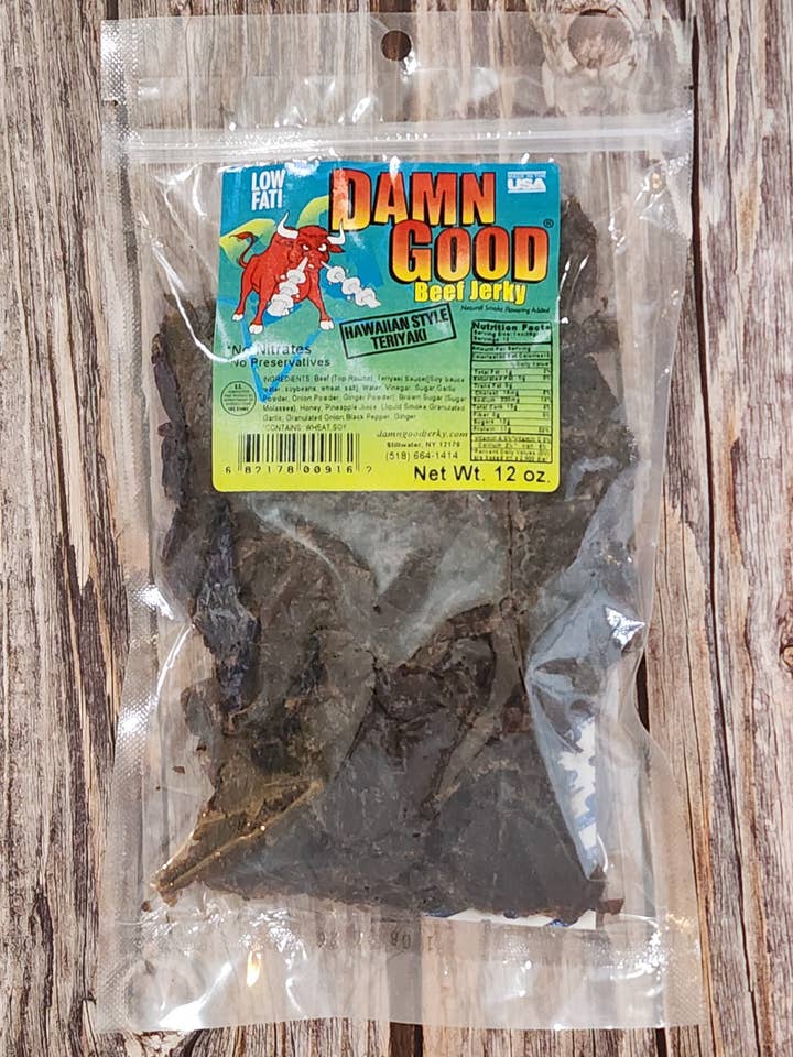 12 oz Hawaiian Teriyaki Beef Jerky for wholesale by Damn Good Beef Jerky