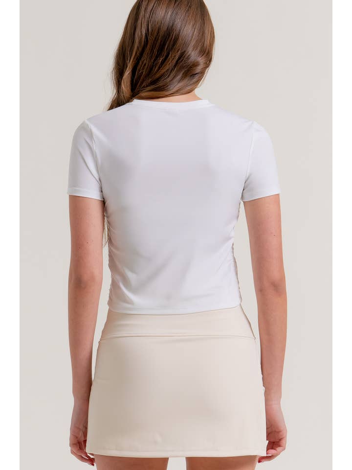 Active Basic | Active USA - Wholesale Athletic Top - Women's - SHORT SLV SIDE RUCHED ACTIVEWEAR TOP20