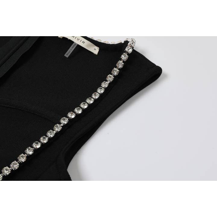Zwart Mouwloze bandagejurk met strassstenen voor groothandel op Faire4