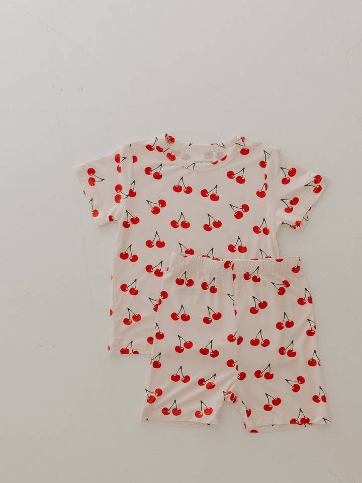 Forever French Baby - Wholesale Sleepwear Set - Kids - Bamboo Short Set | Cherry Orchard