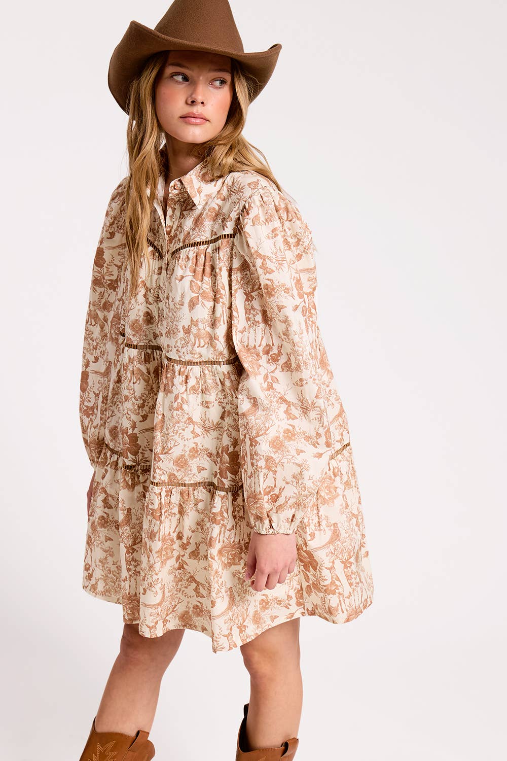 Ultramarine - Wholesale Dress - Women's - Toile Button-down Shirt Mini Dress3