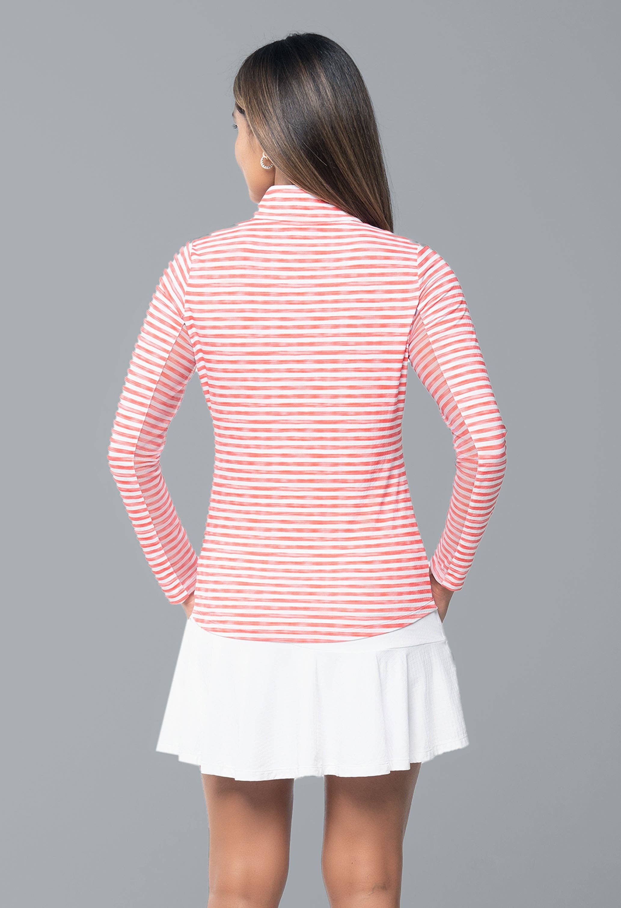 IBKÜL - Wholesale Athletic Top - Women's - Landon Stripe II  Print Long Sleeve Mock Neck Top – 1016438