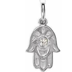 14K White .03 CTW Diamond Hamsa Pendant for wholesale by NYMAN JEWELERS
