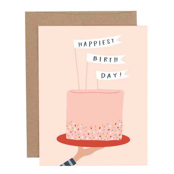 Biglietto di auguri Sprinkled Cake Happiest Birthday per la vendita all'ingrosso da parte di Pippi Post
