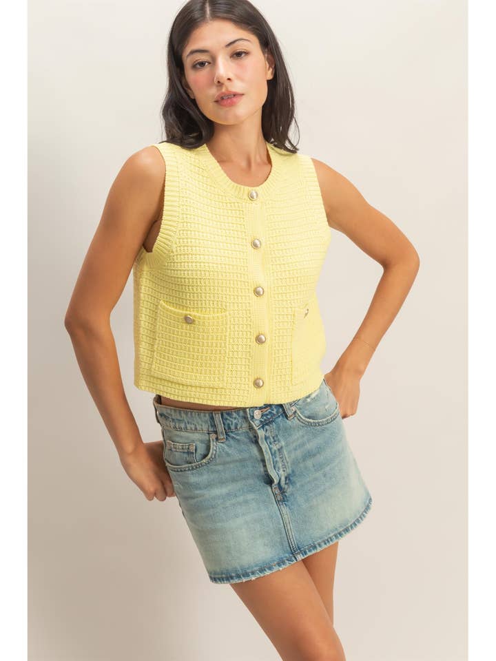 Texturerad väst med knappar och ficka för wholesale av HYFVE