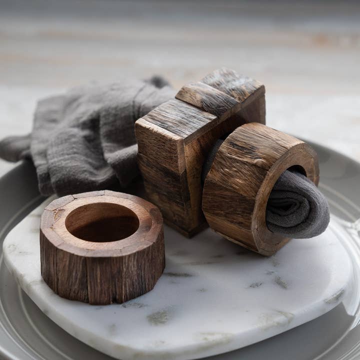 India Handicrafts Inc - Wholesale Napkin Ring - Wood Bark Edge Round Napkin Ring3