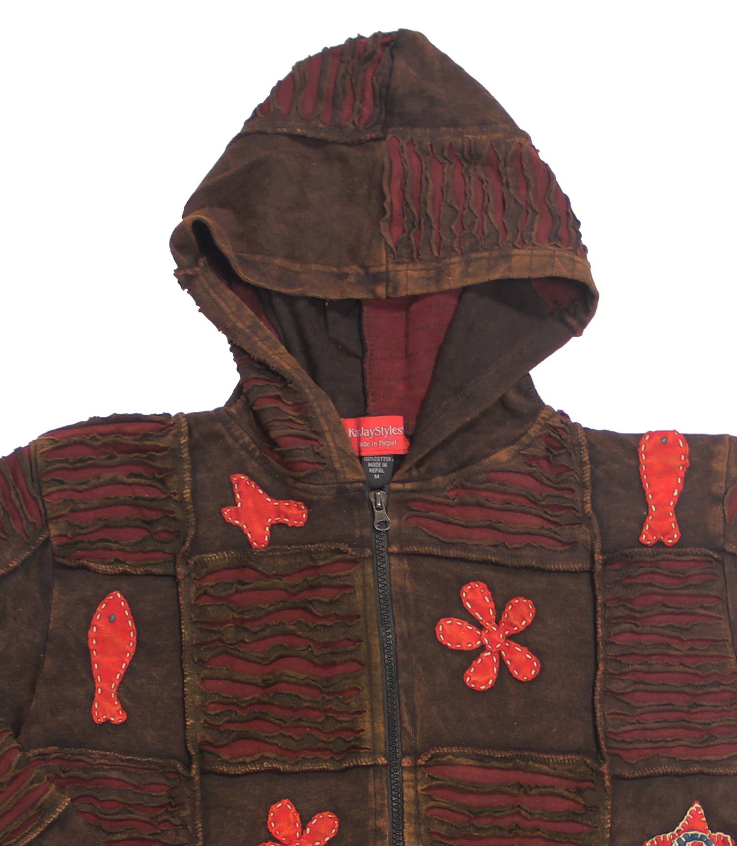 Lungta Imports - Vente Sweat à capuche – femme - Veste à capuche hippie bohème vintage pour femmes Nepal1