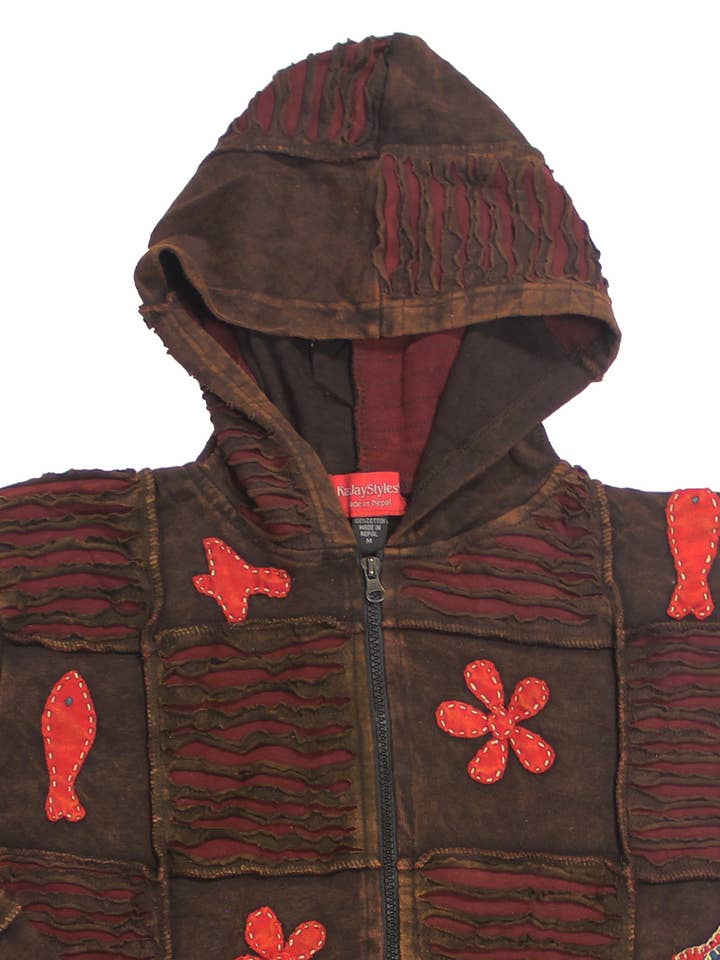 Lungta Imports - Wholesale Hoodie - Dames - Vintage Boheemse hippie-jas met capuchon voor dames, Nepal1