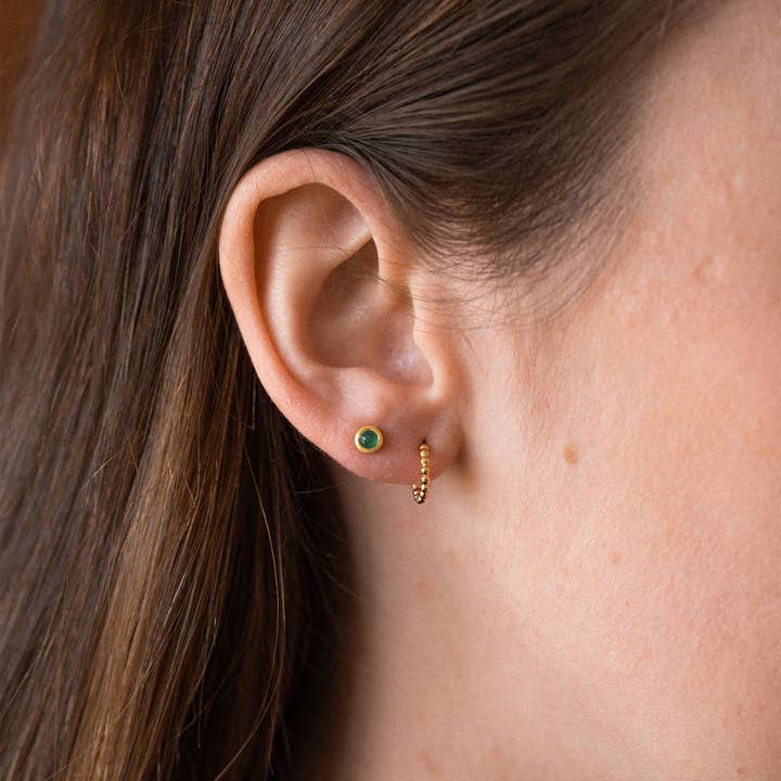 Wanderlust Life - Wholesale Stud/Post Earrings - May Emerald Birthstone Stud Earrings