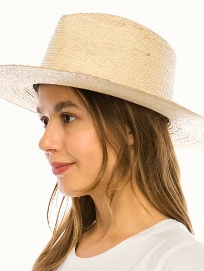 Solhatt i flätat palmblad med rancherstil, UPF 50+ för wholesale av Olive & Pique