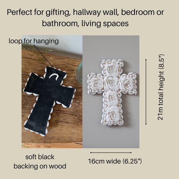 Jak Jak Home – wholesale Wall cross – Handmade White Seashell Cross2