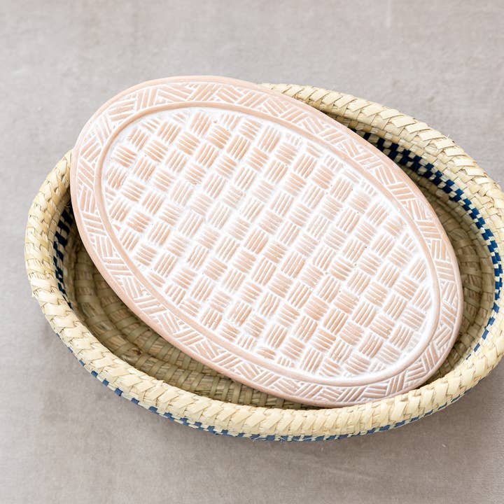 Rahab's Rope - Wholesale Bread Box - Oval Basket Weave Blue Bread Warmer