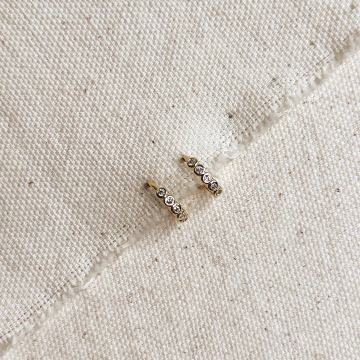 GoldFi - Wholesale Hoop Earrings - 18k Gold Filled Mini Bezel CZ Hoop Earrings