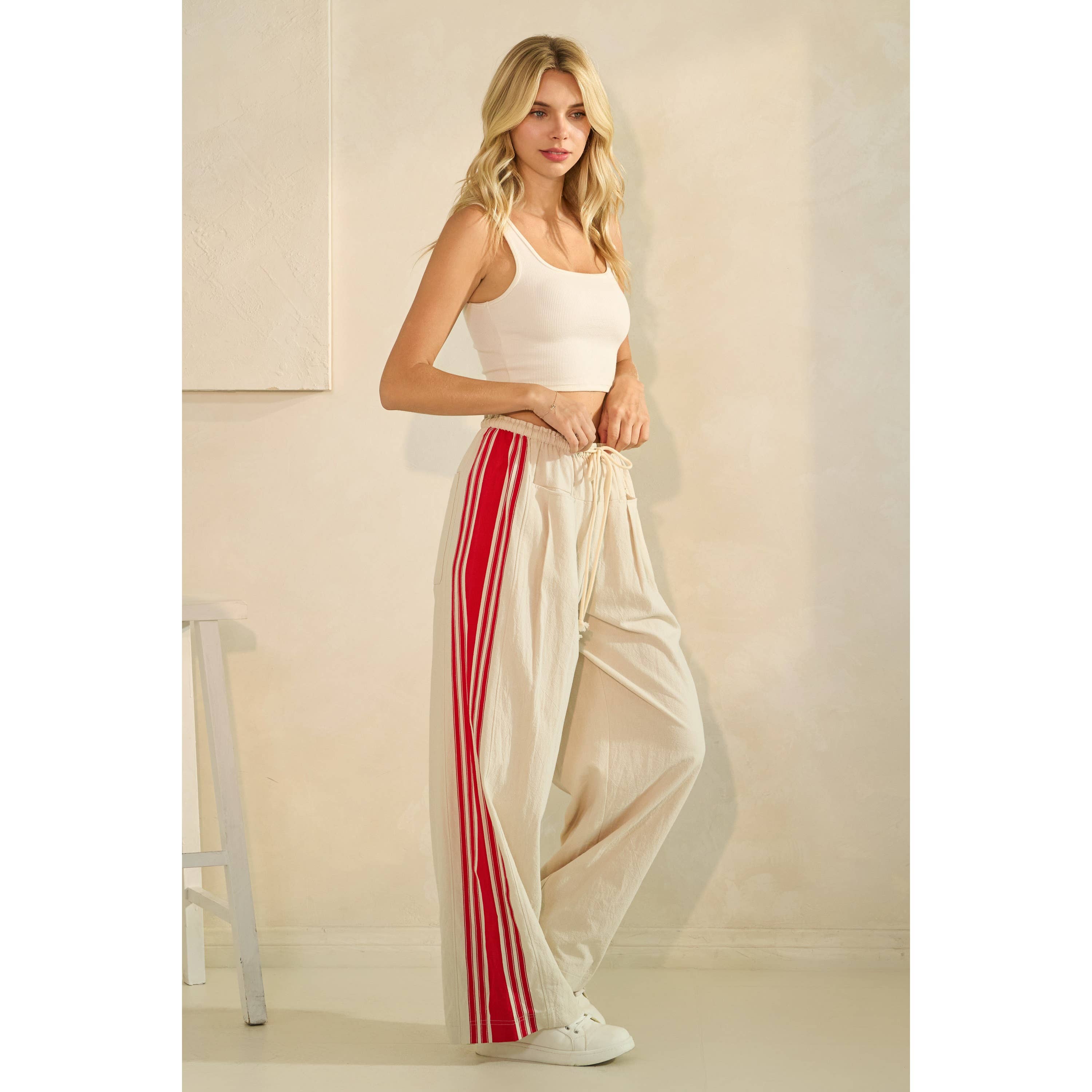 Ivory Sport Striped Wide Legged Pants for wholesale on Faire5