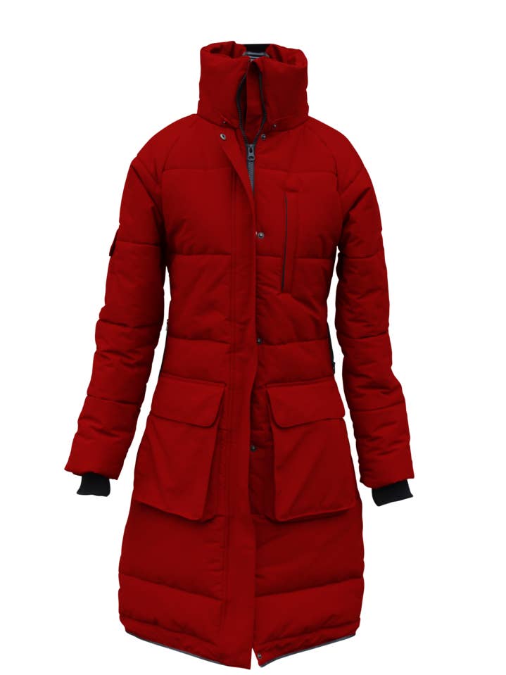 Women's Plant-Powered Parka - Crimson Red for wholesale by BOÏDA