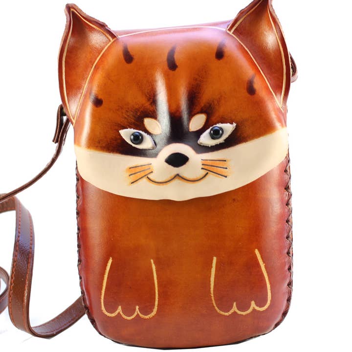 leren Fox Rectangle Pouch purse schoudertas voor wholesale door Sunflower Handmade leather inc