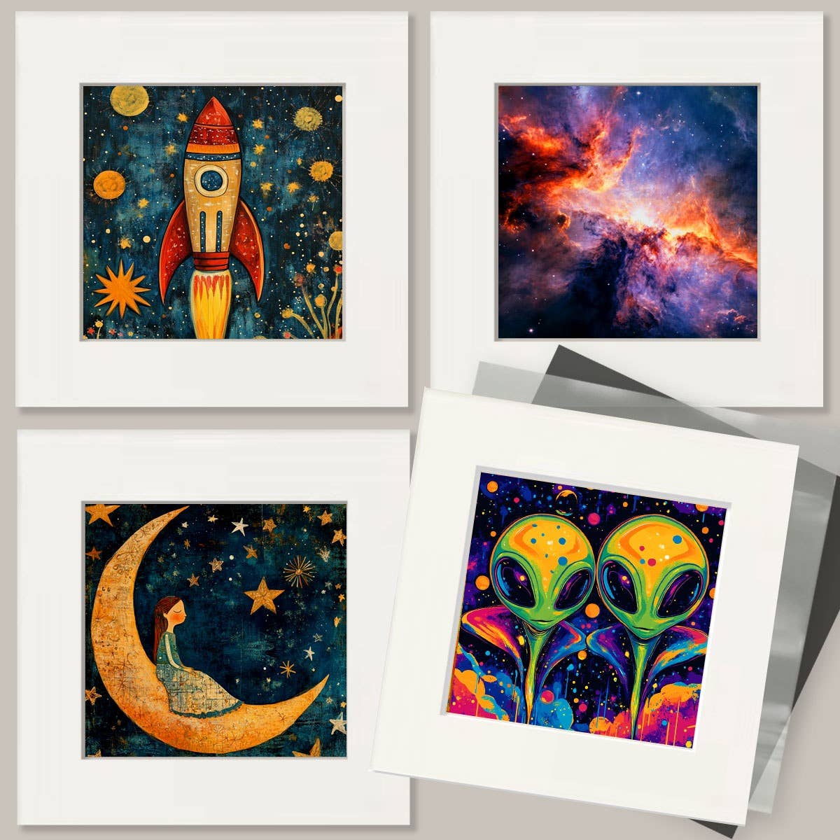 Mowbi - Wholesale Art Print - Alien in a Bathtub - Aliens, Spaceships  Outer-Space Wall Art Prints – 8″x10″ Artwork for 11″x14″ Frame2