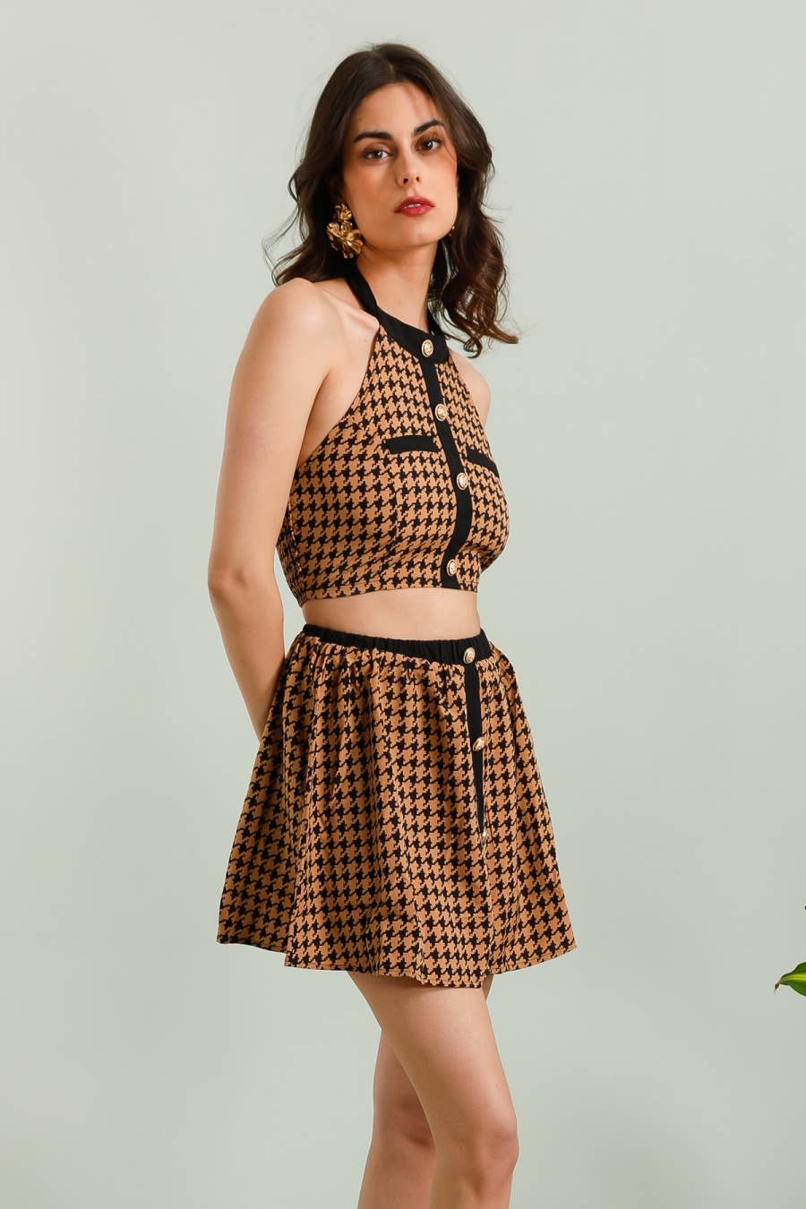 MOOYA – Engroshandel Top- og nederdelsæt - Dame – Haltertop-sæt med kort nederdel M1755