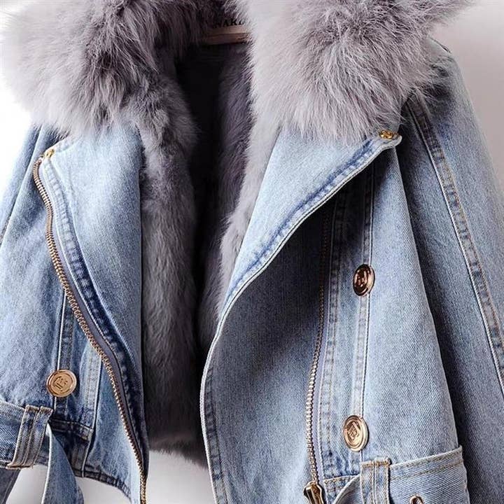 Productseeker - Wholesale Denim Jacket - Women's - JK1022Y Women's Detachable Faux Fur Lining Denim Jacket