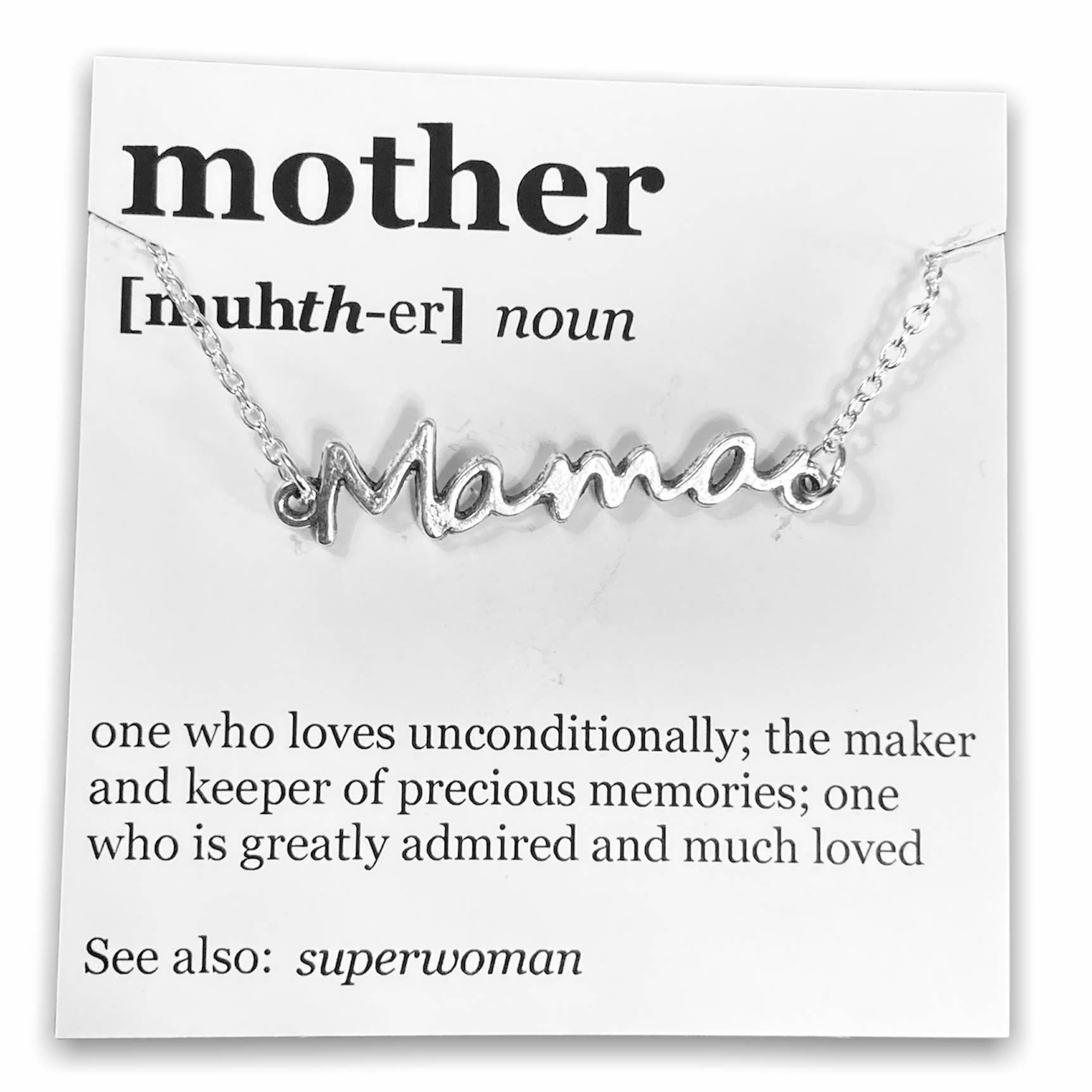 Broken Record Boutique - Wholesale Pendant/Charm Necklace - Mother's Day Pendant Necklace on "Mother" Dictionary Card2