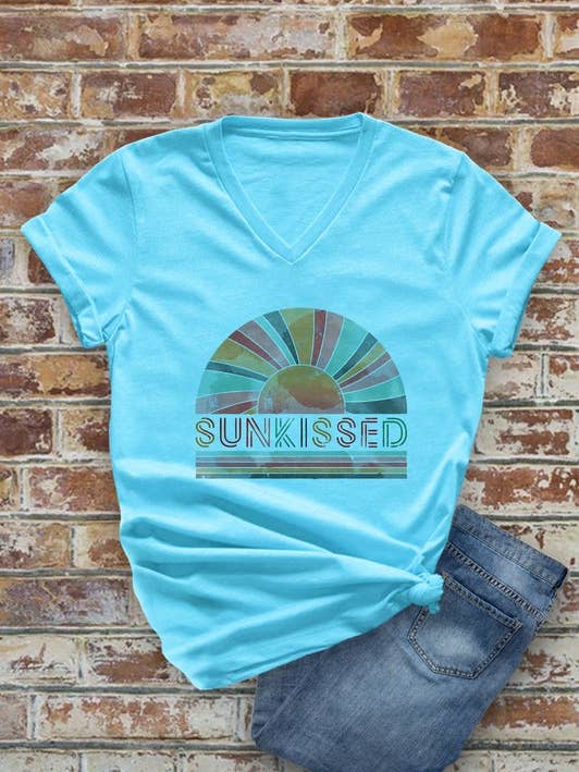 T-shirt unisexe à manches courtes et col en V pour la vente par Top Avenue