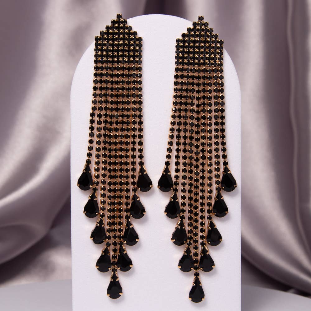 SP Sophia Collection - Wholesale Tassel Earrings - Crystal Rhinestone Waterfall Tassel Long Drop Earrings3