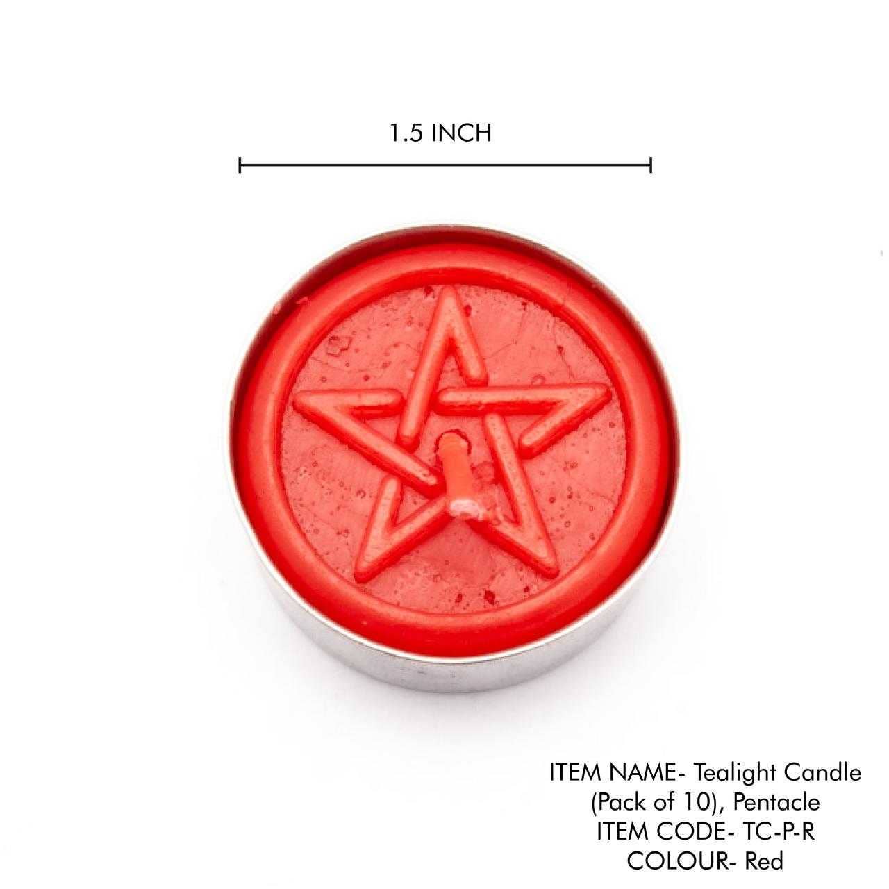 Vrinda - Wholesale Tea Light Candles - Candle T-Lite Pentacle Red (Pack of 10)1