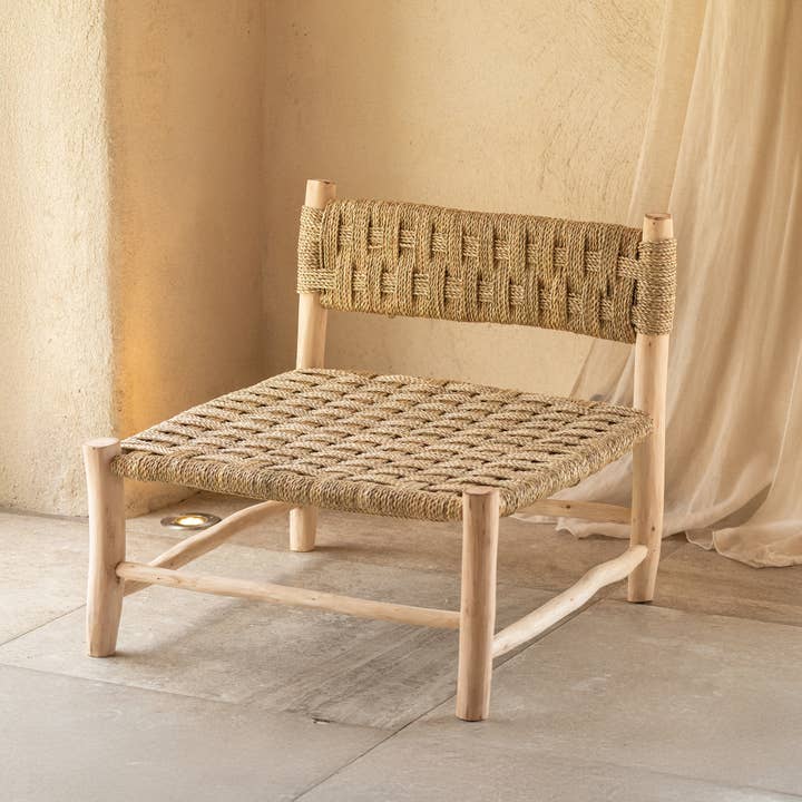 Sedia bassa in legno biologico per la vendita all'ingrosso da parte di Collection Maroc