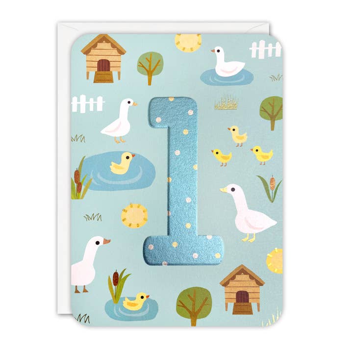 Age 1 Ducks Children's Birthday Card - Sprouts for wholesale by James Ellis