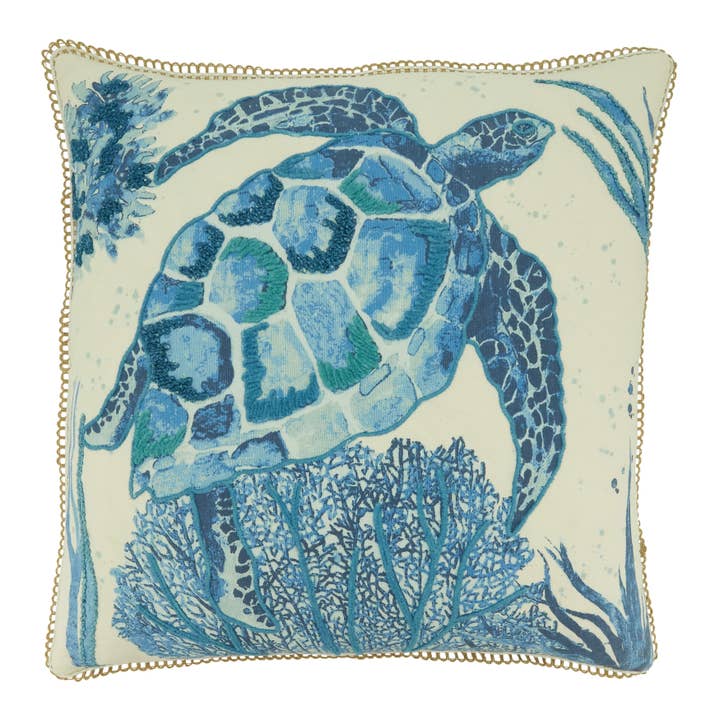 Navy Blue Sea Turtle Throw Pillow for wholesale on Faire0