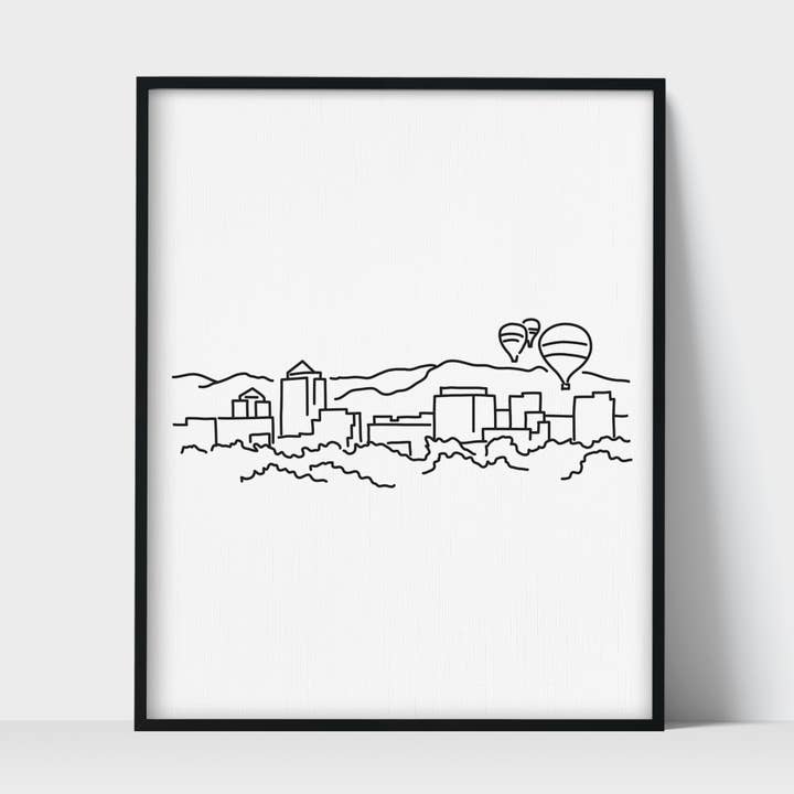 Skyline Albuquerque New Mexico Unframed Art Print for wholesale by Scenic Route Shop