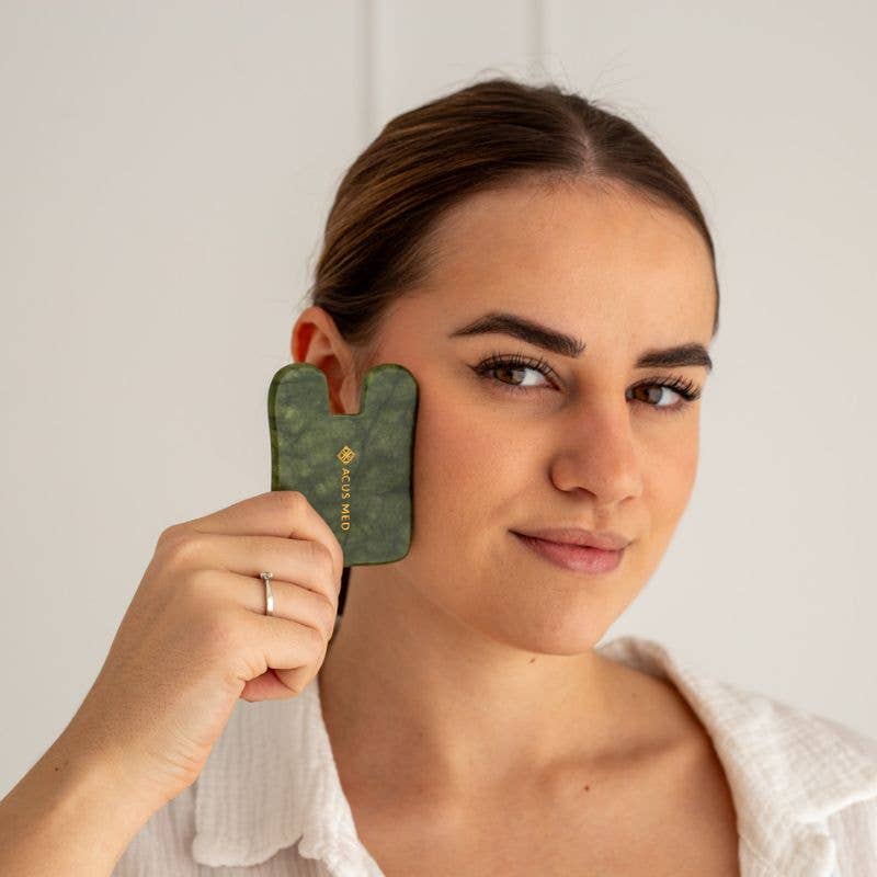 ACUS MED - Venta al por mayor Utensilio Gua Sha - Piedra Gua Sha de Jade | Herramienta Gua Sha Rectangular Verde1