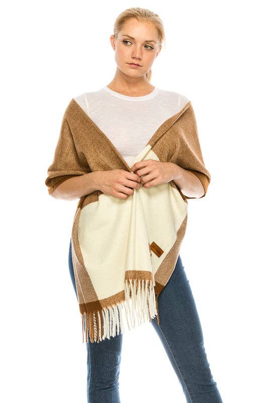 TAPA fashion – wholesale Scarf – Women's – Two Tone Cashmere Feel Block Pattern Scarves SCF6560 (12PC)6