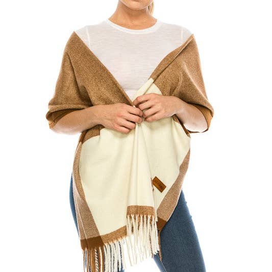 TAPA fashion – wholesale Scarf – Women's – Two Tone Cashmere Feel Block Pattern Scarves SCF6560 (12PC)6