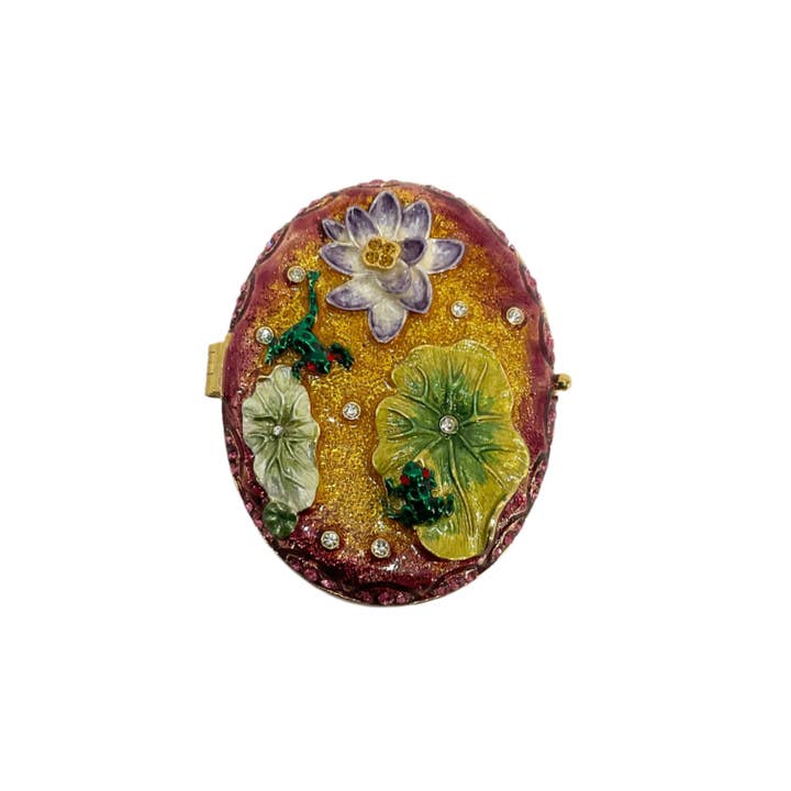 Astoria Gift Corporation - Wholesale Compact Mirror - Frog Lotus Compact Mirror #12-1031